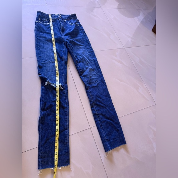 Pistola baggy jeans, dark denim, distressed high waist zip bottom size 23 - Picture 10 of 16